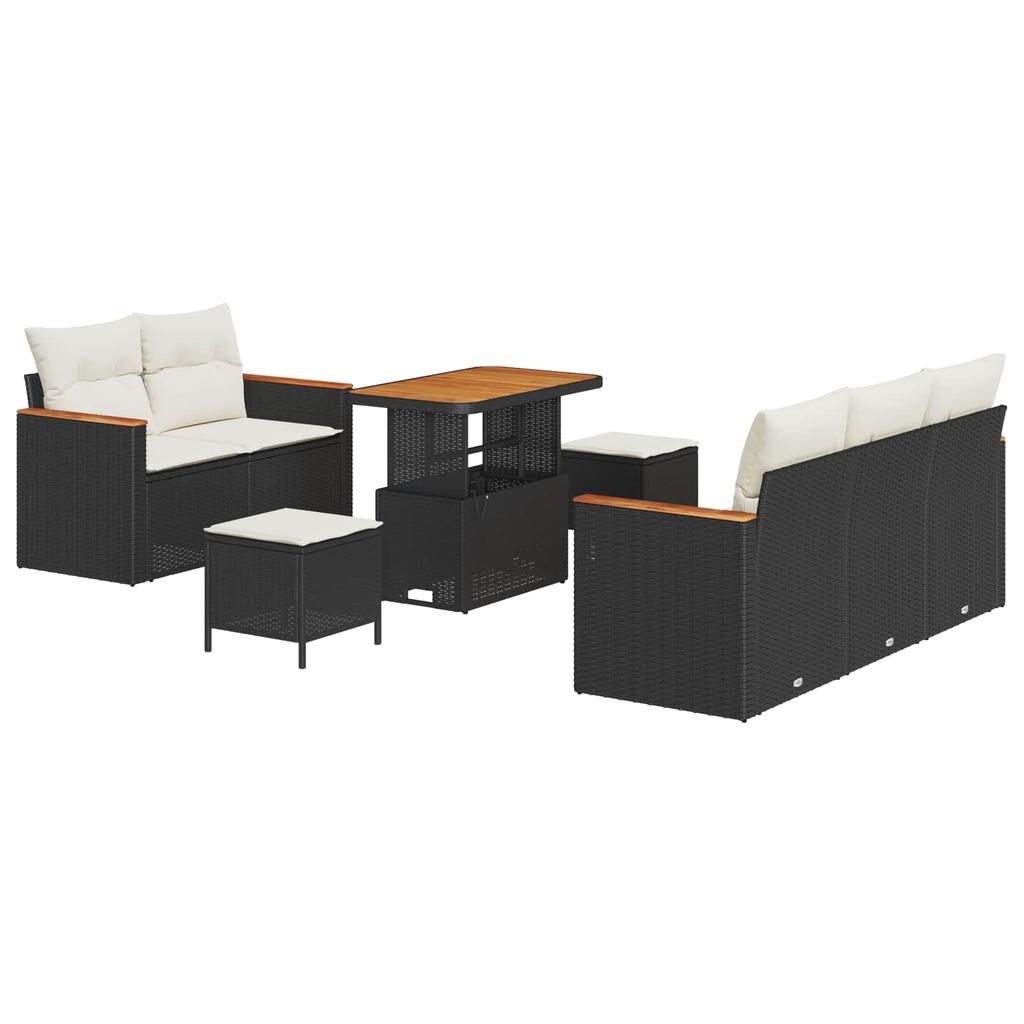 Garden Sofa Set 8 pcs Black Poly Rattan