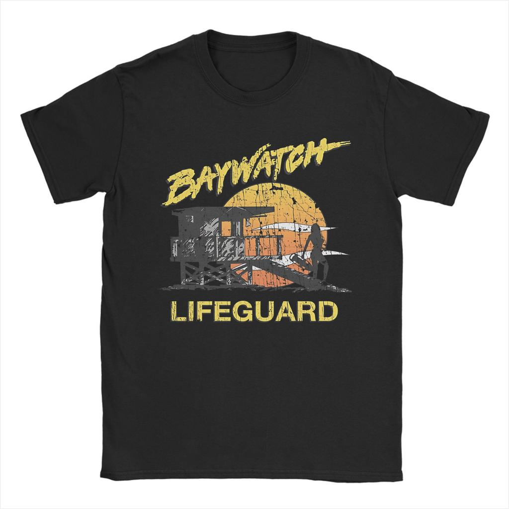 Oversized T Shirt Summer Baywatch Lifeguard Sunset 1989 Hipster T Shirts Cotton Tshirt Men Aesthetic Short Sleeve Top Tees
