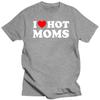 I Love Hot Moms T Shirt Funny Red Heart Love Moms Short Sleeve Printed Streetwear Hip Hop Loose Style T-Shirts Men Clothing