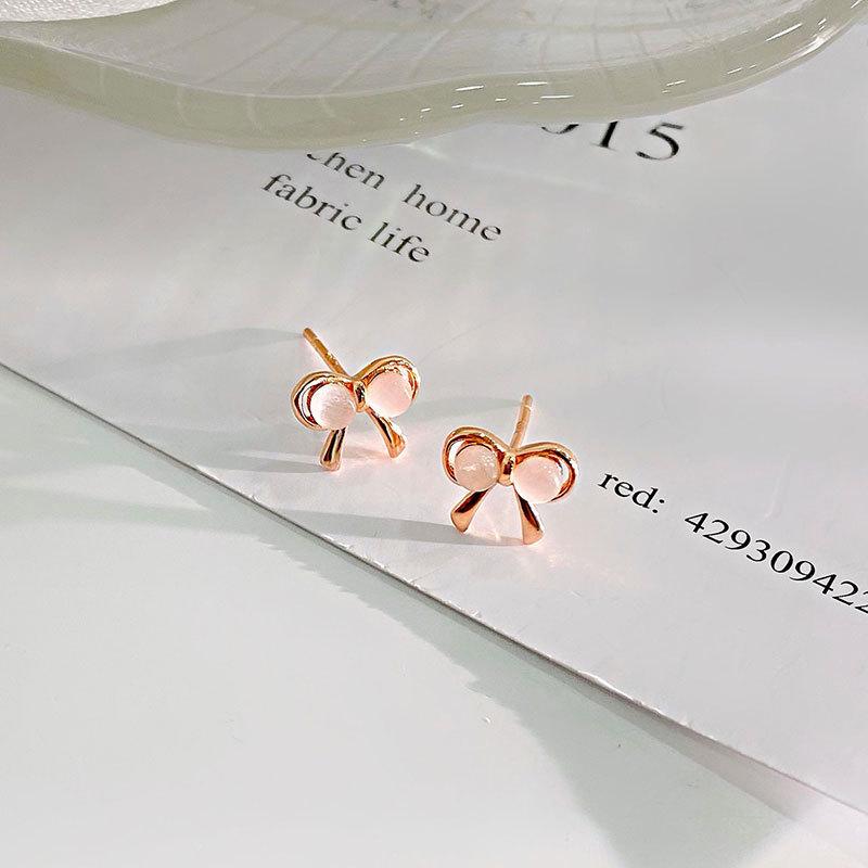 

Серьги-бантики с кошачьим глазом, легкие, роскошные, милые, женские, универсальные, нишевые серьги