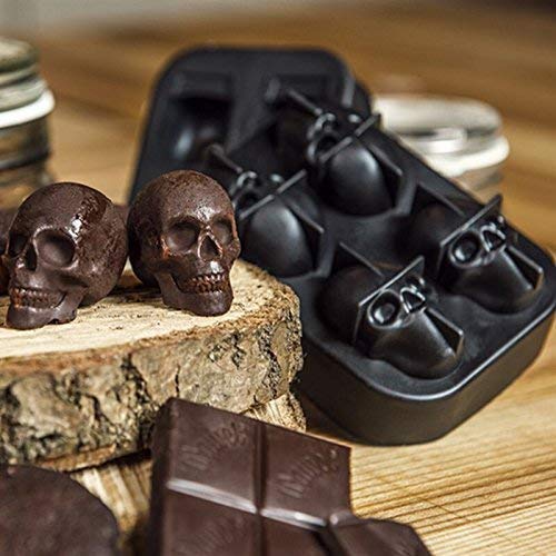 3D Skull Silicone Jello Ice Mold Flexible Cube Maker Tray for Halloween and Christmas Party for Whiskey Cocktails