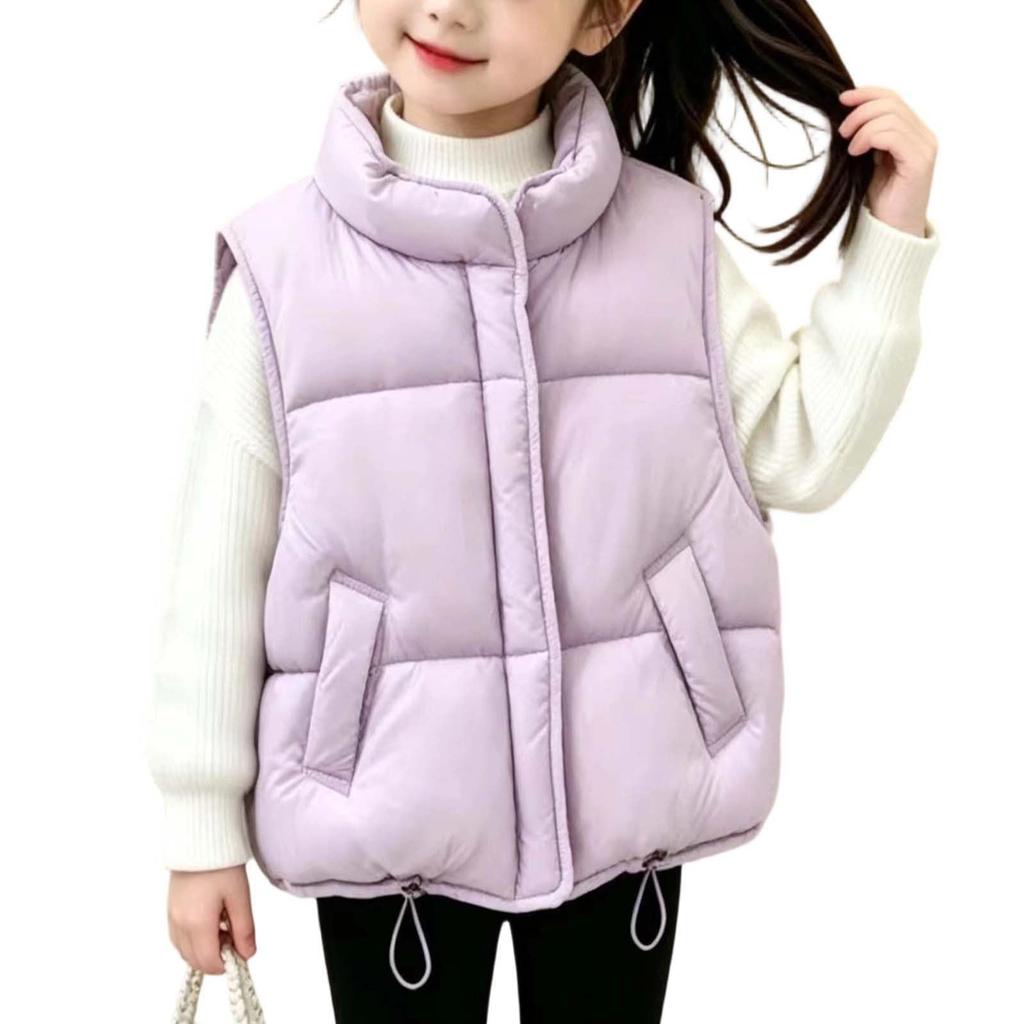 Children's Candy Color Sleeveless Vest with Warm Wide Shoulder Design for Outdoor Wear