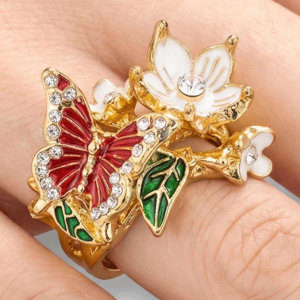 Oil Dripping Butterfly Ring Elegant Finger Jewelry Sweet Opening Finger Ring Ladies Jewelry