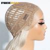 FREEDOM Long Straight Synthetic Lace Front Wigs For Women 30 Inch Ombre Blue Blonde Lace Wig Easy Wear Cosplay Wig