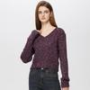 Damen Retro V-Ausschnitt Langarm Stricktop