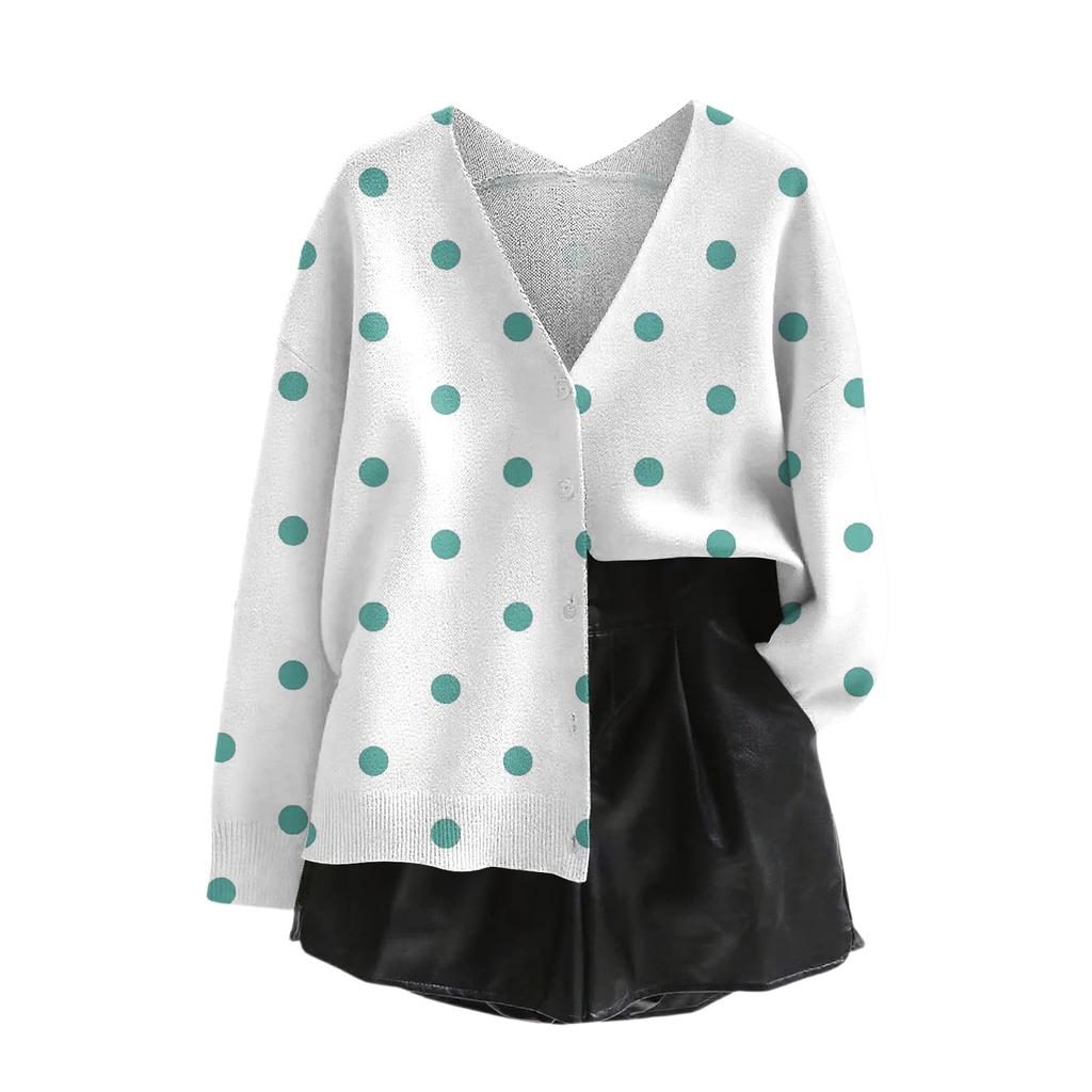 Women's V Neck Top Printing Thickened Plush Cashmere Warm Long Top
