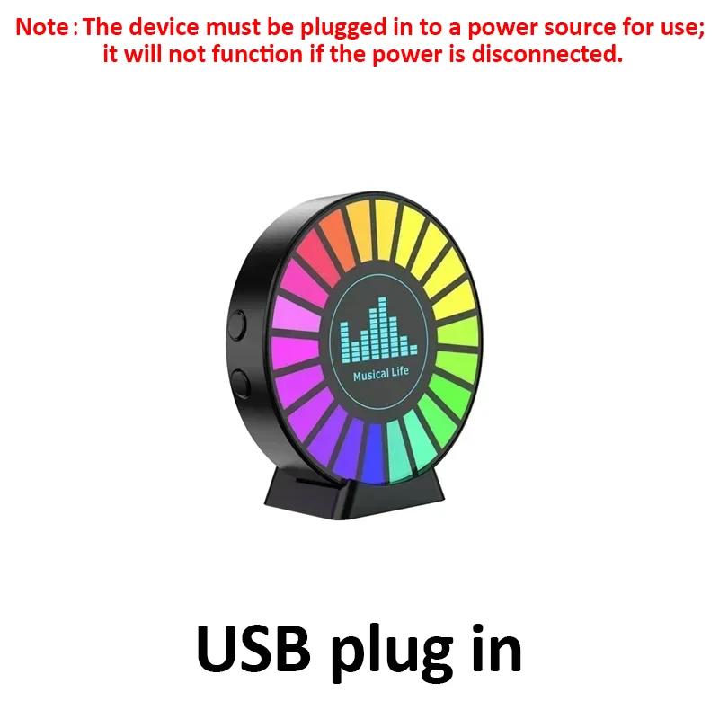 

Round Atmosphere Lamp Charging Pickup Lamp Car Music Aromatherapy Voice Control LED Rhythm Lamp for Car Air Outlet or Room