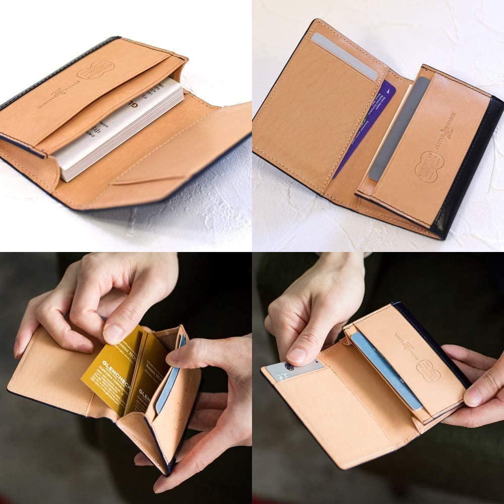 Business Card Holder Cordovan Genuine Leather Cowhide Leather Card Case for Men and Women Black [Flying Horse] (11. (Grain))