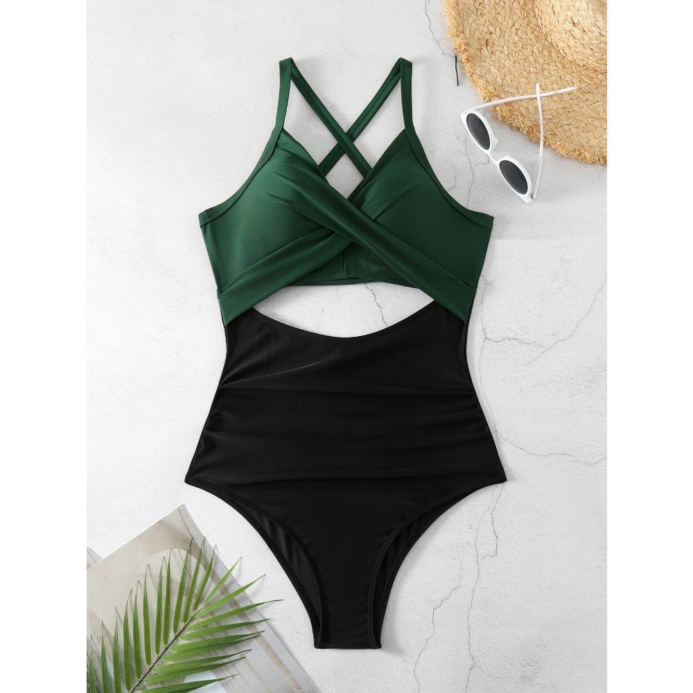 One-piece Swimwear Female Sexy Cross-cut Tight European and American Backless Swimsuit