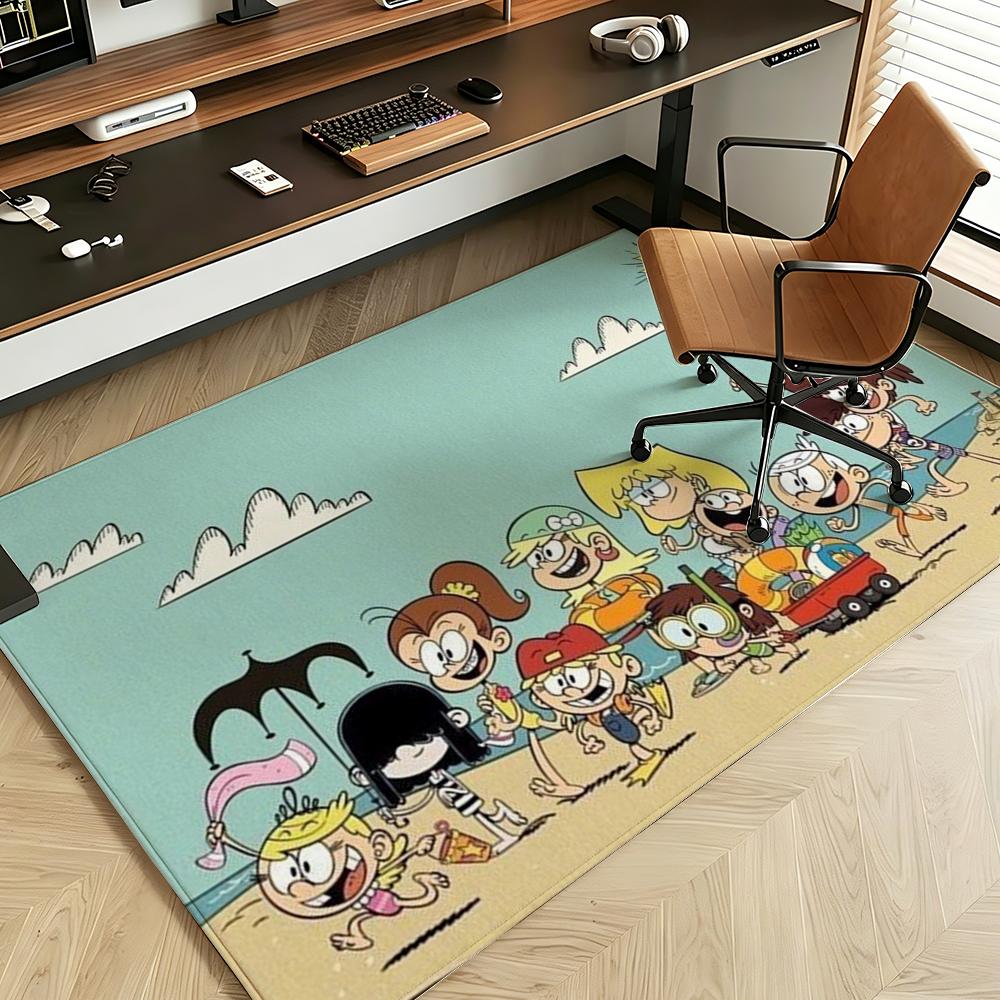 Cartoon T-The L-Loud H-House Floor Mat Soft Flannel Floor Mat Suitable for Entryways, Living Rooms, Bedrooms, and Bathrooms