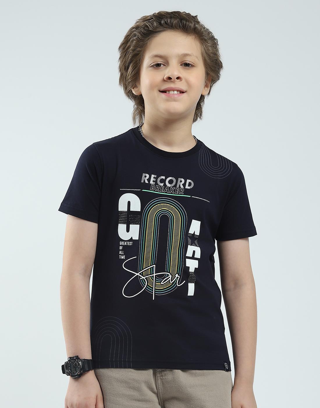 

Monte Carlo Boys Printed Round Neck T-Shirt Navy Blue 5-6 YR 11-12 Years темно-синий