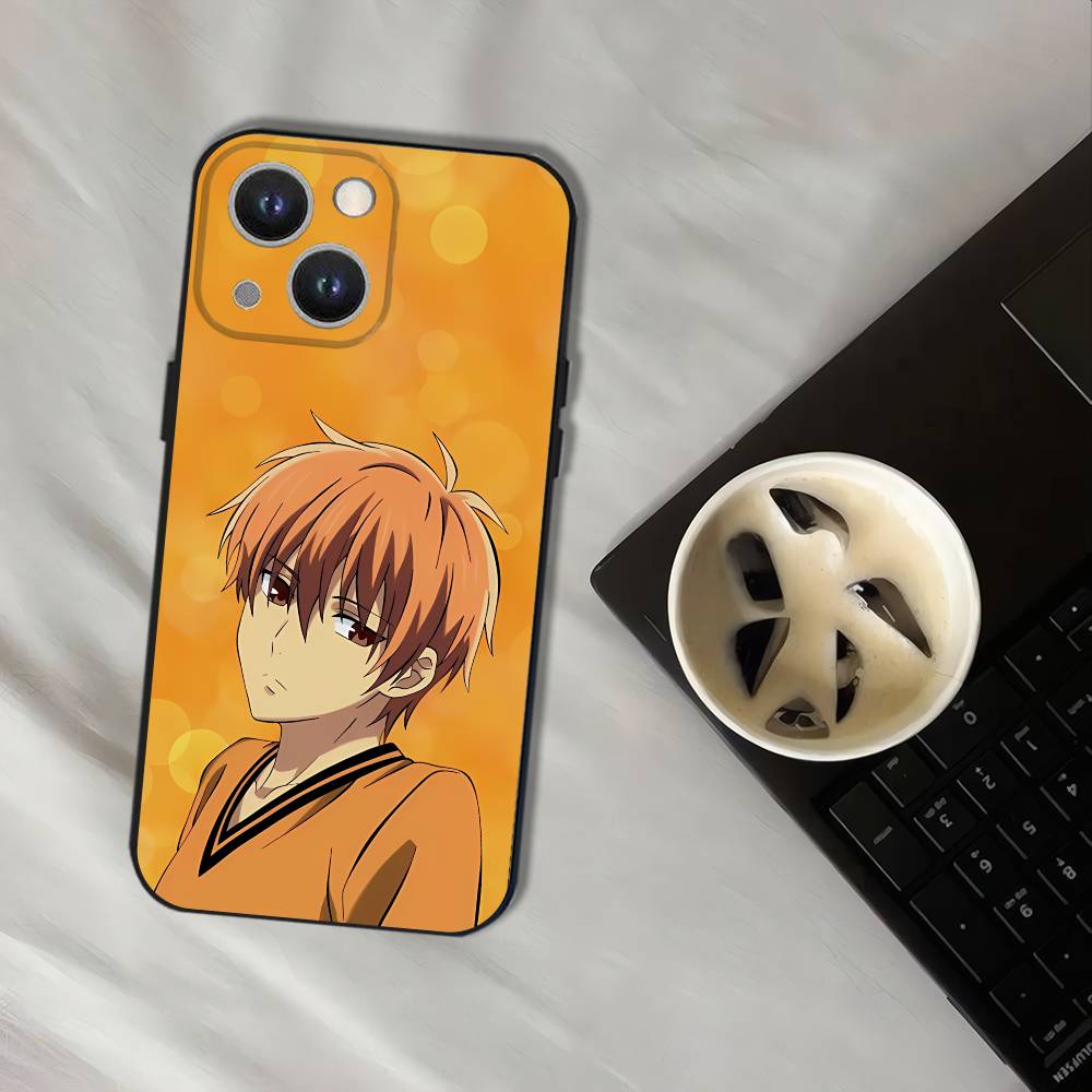 Anime Fruit Basket Phone Case For iPhone 17,16,15,14,13,12,11,Pro,XS,Max,XR,Plus,E,SE4,Mini Black Soft Cover