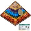 Simply Vedic 7 Chakra Orgonite Pyramid | Natural Healing Stones for Chakra Healing, Positive Energy, Reiki, Money, Health, Good Luck