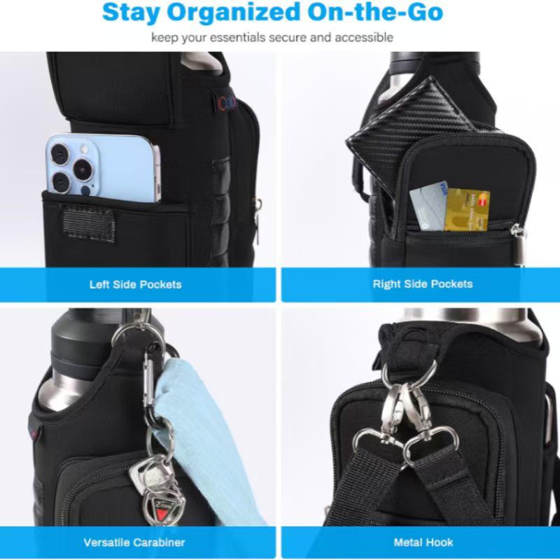 Portable Insulated Crossbody Bottle Holder - Large Capacity, Sporty Style, Wetsuit Material