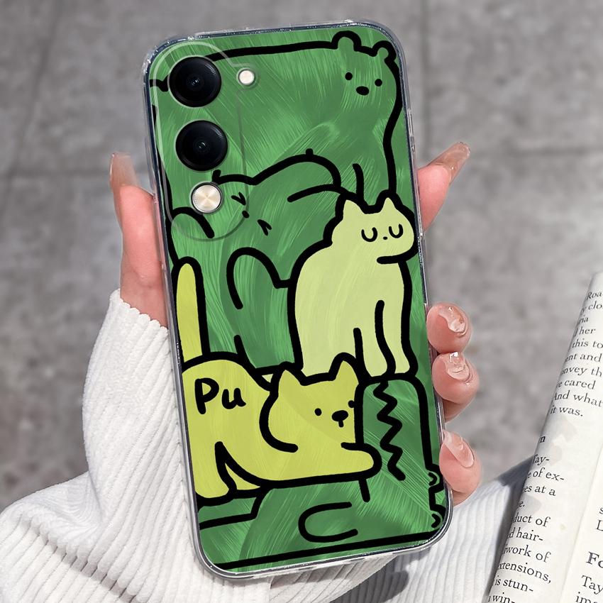 Fashion Casing For Vivo Y04 Y02 Y02a Y02s Y400 Pro X200 Ultra X200s Phone Case Lovely Cat Panda Shell Transparent TPU Soft Silicone Shockproof Housing