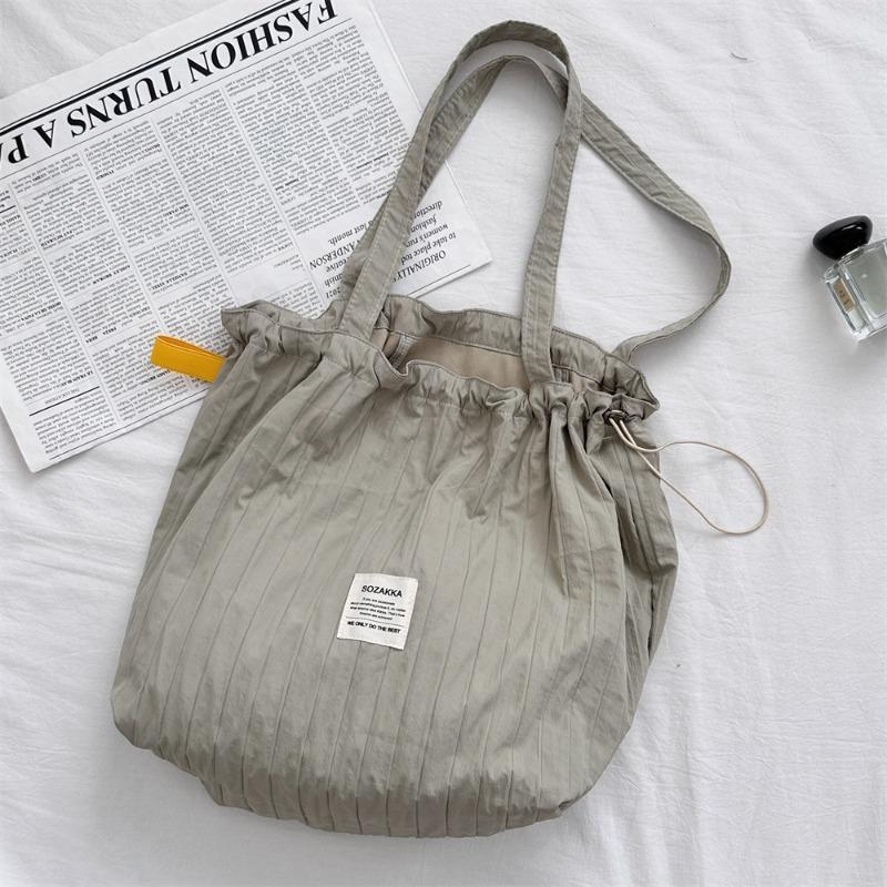 

4 Новые полосатые сумки-мешки на плечо со шнурком, тканевые сумки-тоут в стиле ленивого ветра, вместительные сумки для поездок на работу, студенческие сумки для занятий серый
