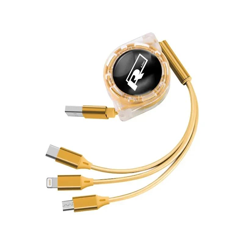 

New 3 In 1 Charge Cable Cord Multi Port Charging Wire Line For Volkswagen Rline T-Cross Arteon Jetta T-ROC Eos CC Sharan Tr