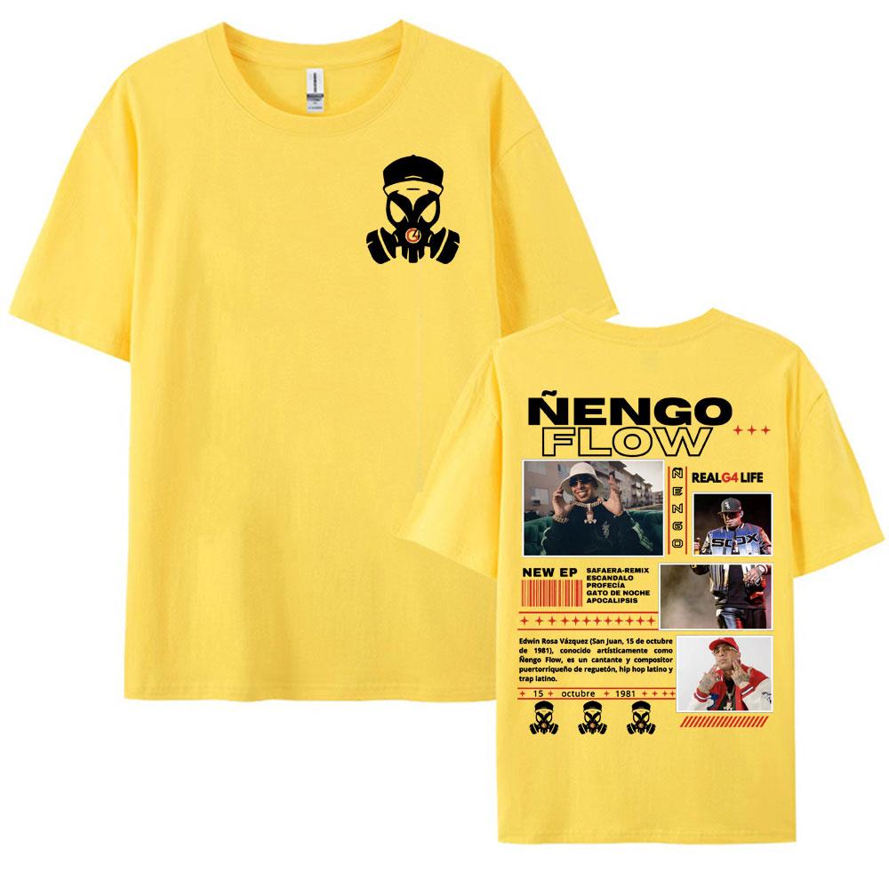 Rapper Nengo Flow Real G4 Life Tour Grafik T-Shirt Herren Damen Vintage Hip Hop Popmusik T-Shirt Mode Oversized Baumwoll-T-Shirt