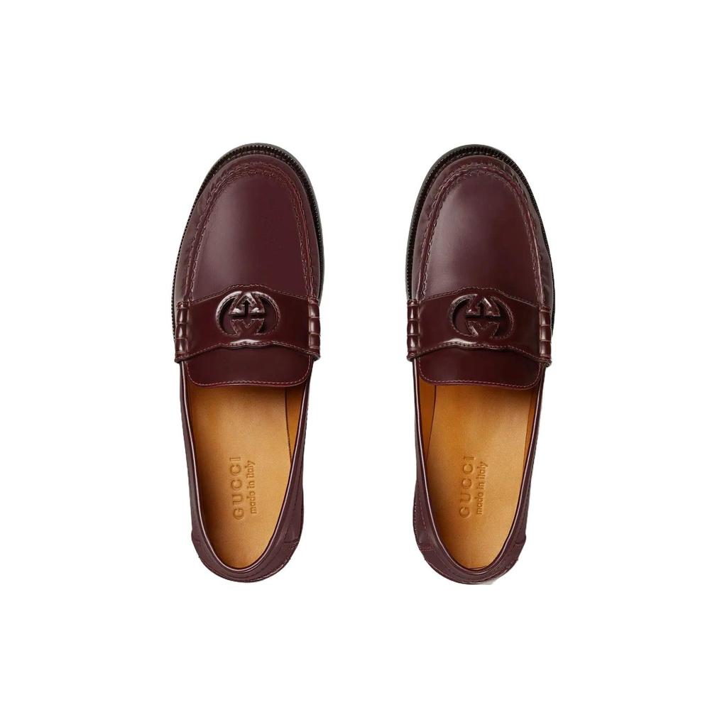 Gucci Interlocking Leather Men's Casual Shoes Men's Burgundy 738470 17X00 6039