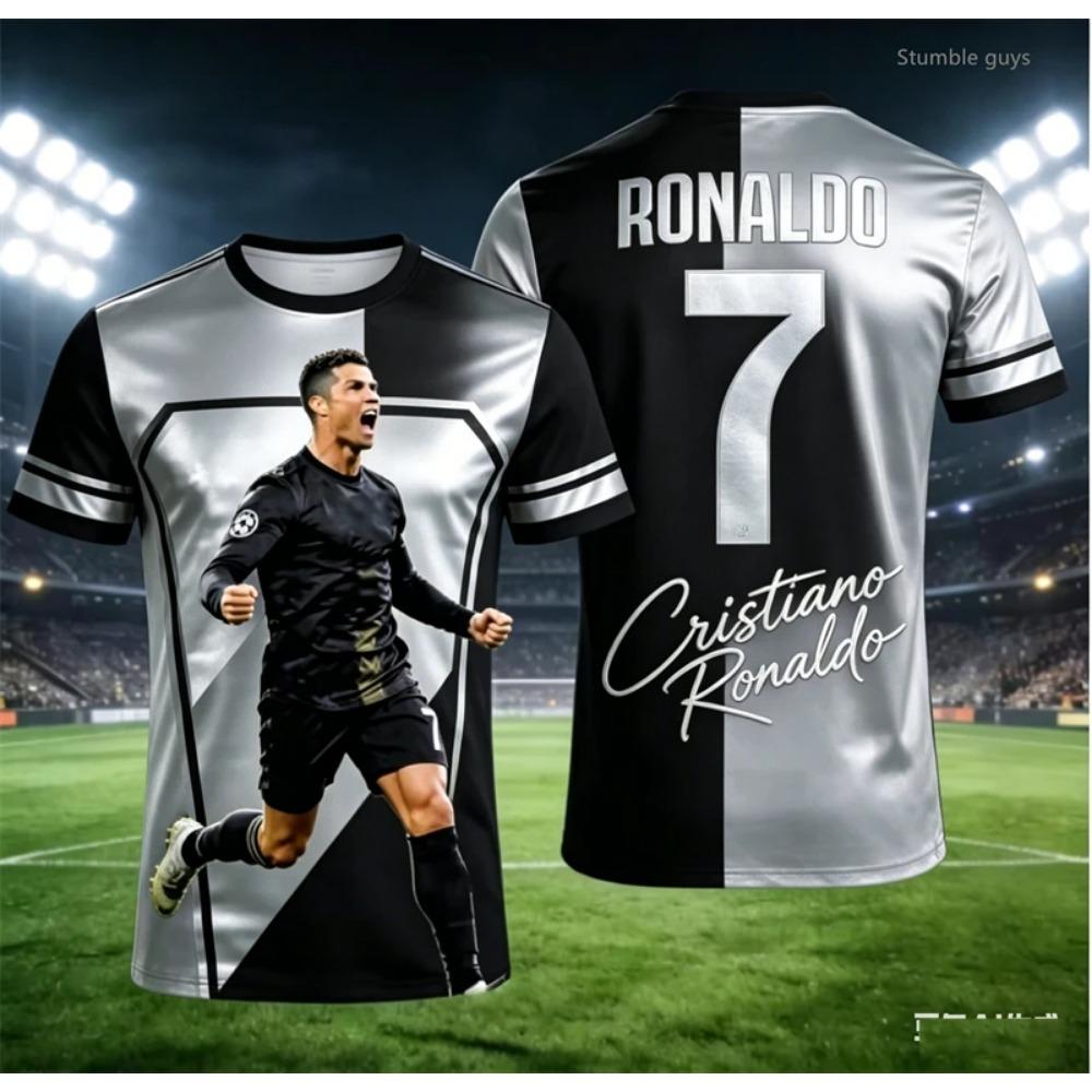 Summer Men Ronaldo 7 T-shirt Football Sportswear Short Sleeve Fashion