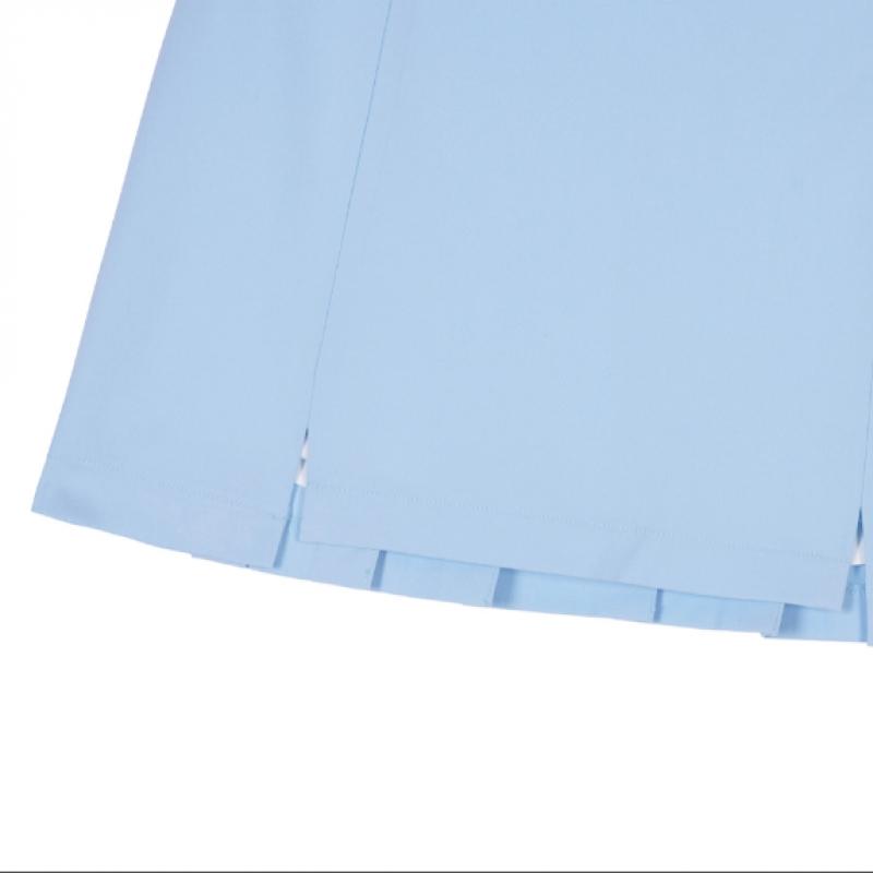 GOXO Sky Blue Back Pleats Slit Skirt