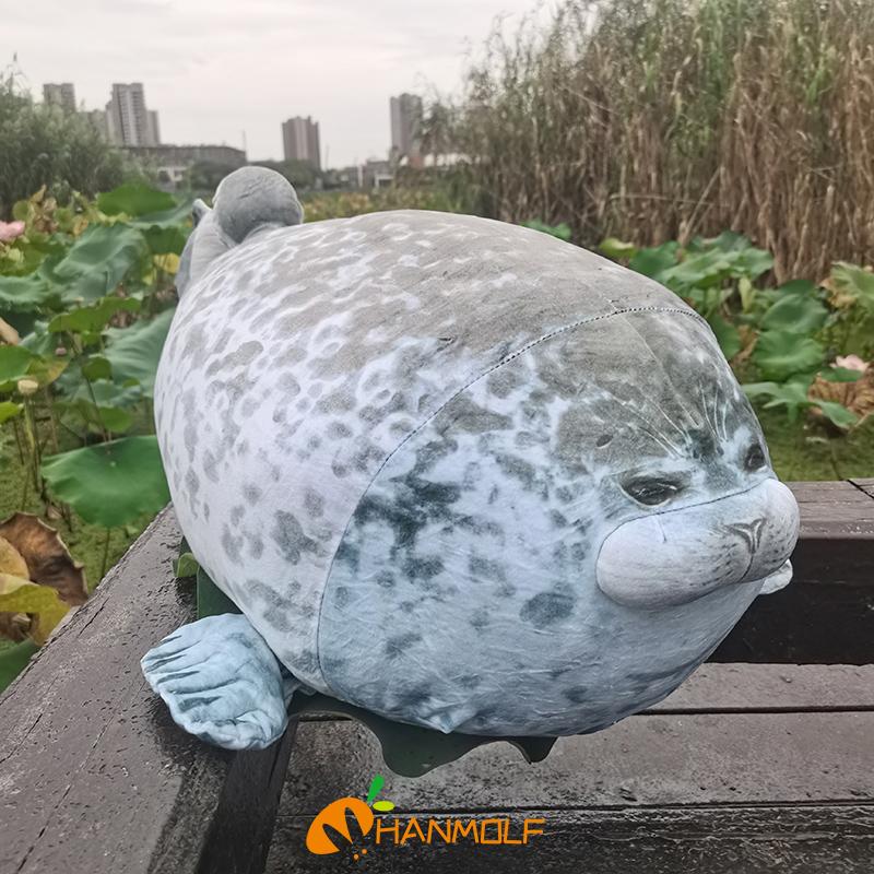 30~80cm Squishy Seal Soft Plush Chubby Sea Dog Stuffed Aquatic Animal Doll Comforting Birthday Gift White Grey