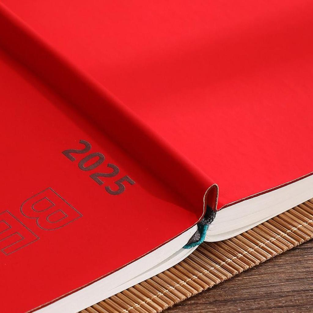 A5 daily planner, 2025 leather diary, student 365-day notepad, thickened business meeting record book, memo, 202 sheets 404 pages