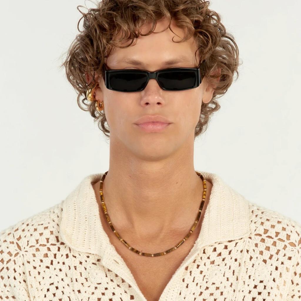 Fashion Retro Temperament Brown Tiger Stone Beaded Design Sense Collarbone Chain Personality Unique Trend Necklace