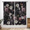 Black Floral Curta,Gothic Rustic Flower Rose Peony Leaves Boho Plant Vintage Window Treatments Drapes For Bedroom Living Room