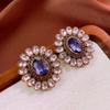 Silver Needle Zircon Earrings Retro Light Luxury Court Style Stud Earrings Niche High-end Earrings