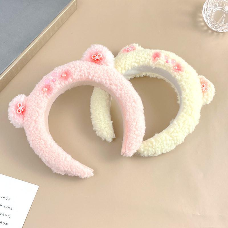 Cute Panda Plush Headband For Women Winter Face Wash Hairband Korean Style Hair Accessories