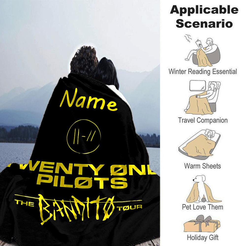 Customiz Name Personality Twenty One Pilots Blanket Soft &Warm Sofa Office Bed Travel Lunch Break Blanket, Gift Suitable All Seasons