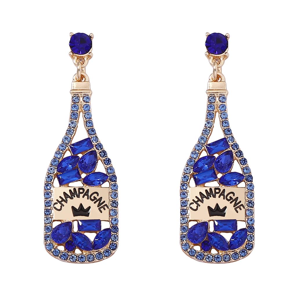Cross-border European and American Elements Inlaid with Rhinestone Letters Wine Bottle Pendant Women's Fashion Personality Earrings Amazon Hot Sale