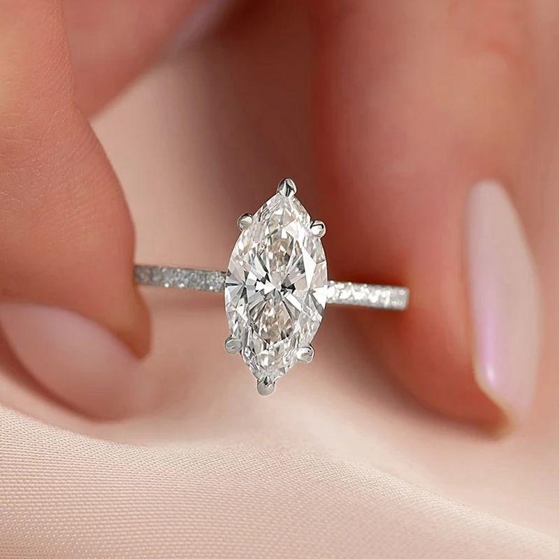 925 Zilver 1-8CT Zircon Prachtige Glanzende Ovalen Steen Ring Voor Vrouwen Verloving Bruiloft Luxe Hoge Kwaliteit Fijne Sieraden