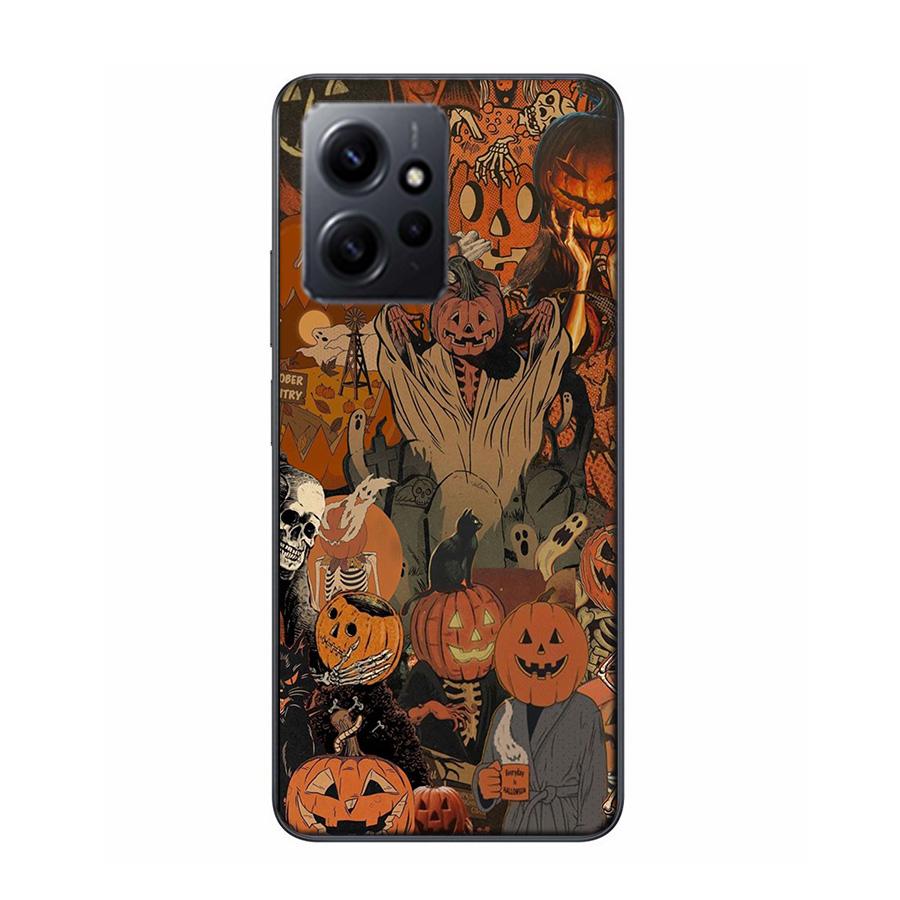Halloween Fall Art Witch Cat Phone Case For Redmi 12 13C 12C 15C 9 10 10C Note 13 Pro Plus 14 15 Pro 9T 9C 9A TPU Soft Cover Cle
