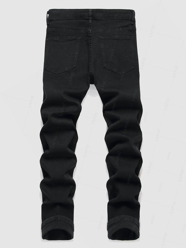 ZAFUL Broken Heart Pattern Zippered Jeans