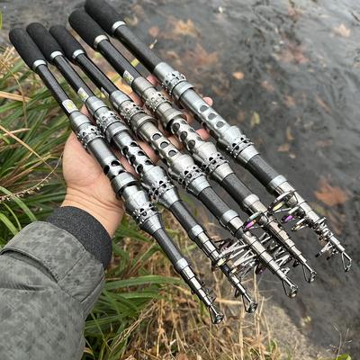 Caña de Pesca Marítima Portátil Mini de Fibra de Carbono Caña de Lanzamiento Largo 1.8-3.0m Caña de Pesca Telescópica Caña de Pesca Super Dura Set de Equipo de Pesca Marítima