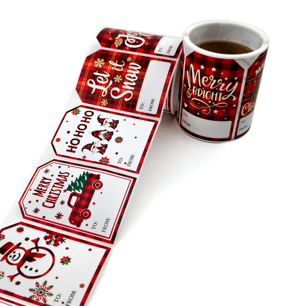 111PCS Christmas Gift Tag Stickers, Roll Style Xmas Present Labels with Gnome Snowman Truck Pattern, Stickers for Gift Wrapping