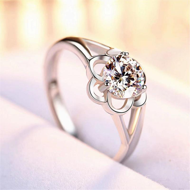 Adjustable Floral Openwork Couple s Ring with Inlaid Diamonds - Fashionable and Elegant. Adjustable