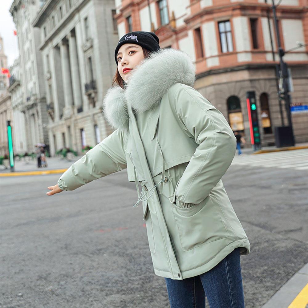 New winter coat Korean version large fur collar padded jacket student short waist padded jacket