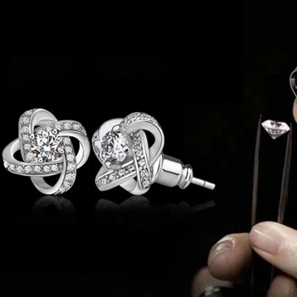 Женские сережки гвоздики с цирконием и горным хрусталем – купить по ...