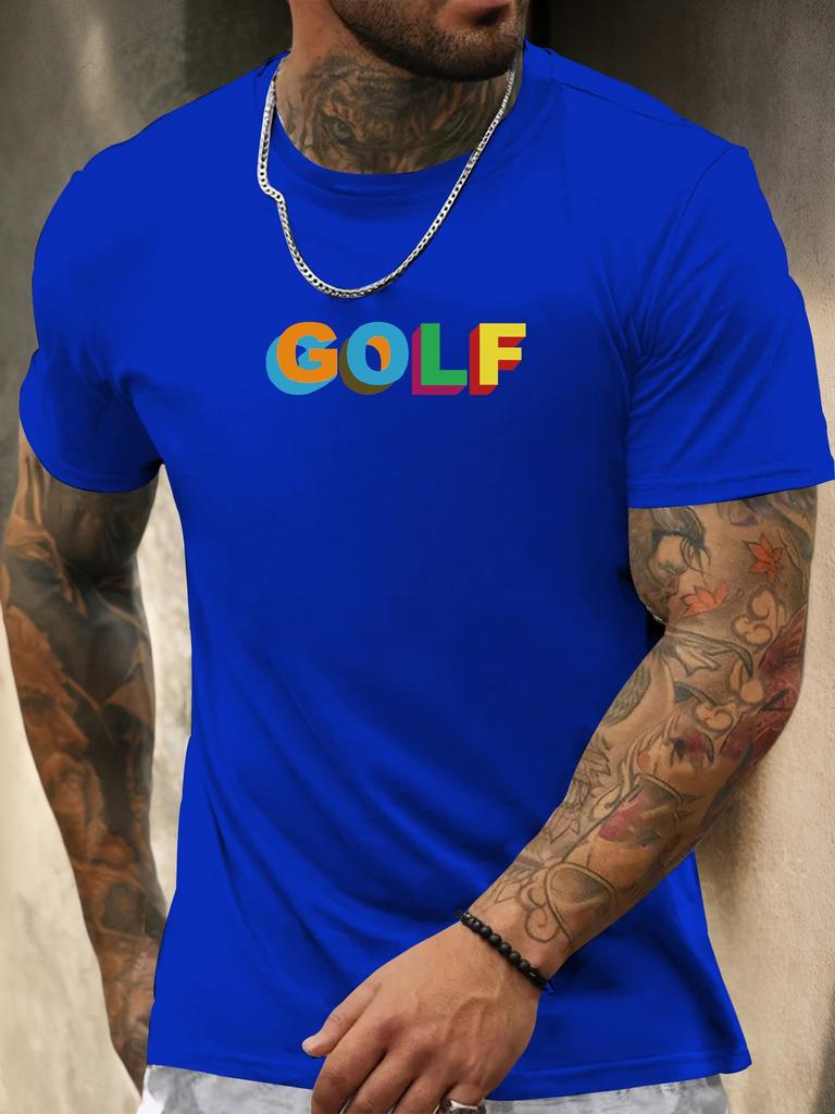 Kurzarm T-Shirt GOLF Herren 100% Baumwolle Muster Gedrucktes Hemd Sommer Rundhals Atmungsaktiv Lässig Mode Cooles T-Shirt