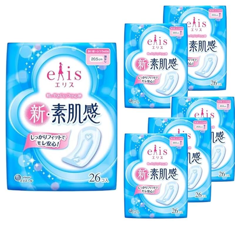 

Ellis New bare skin feeling no wings 20.5cm (Noon on normal to busy days) 156 sheets (26 sheets x 6 packs) [Bulk purchase] Earthquake stockpiling