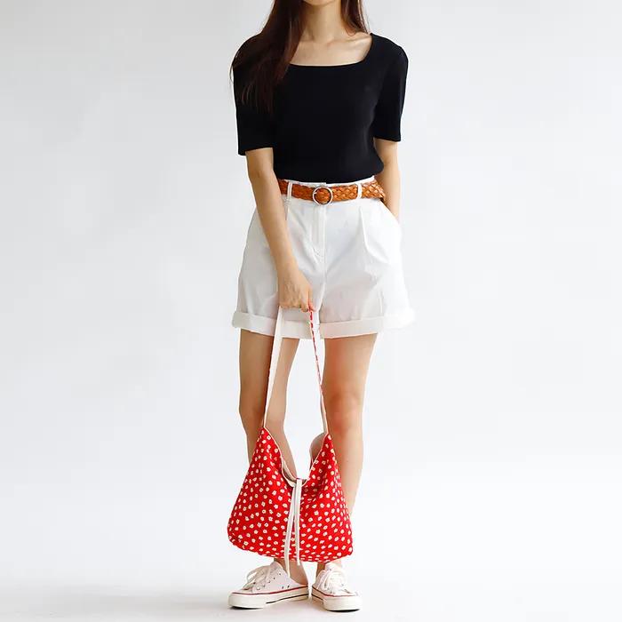 Plain Easy Reversible Shoulder Bag - Floral Red
