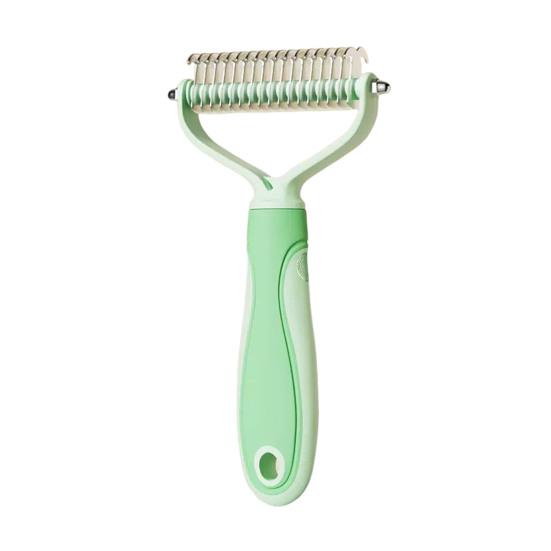 Pet Grooming Rake, Dual-Sided Stainless Steel Blades, Pet Deshedding And Dematting Brush, Undercoat Rake for Dogs Cats Thick Coats Detangling