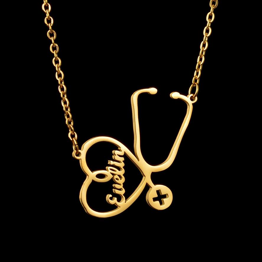 Atoztide Personalized Custom Rose Heart Name Necklaces for Women Stainless Steel Pendant Choker Link Chain Birthday Jewelry Gift