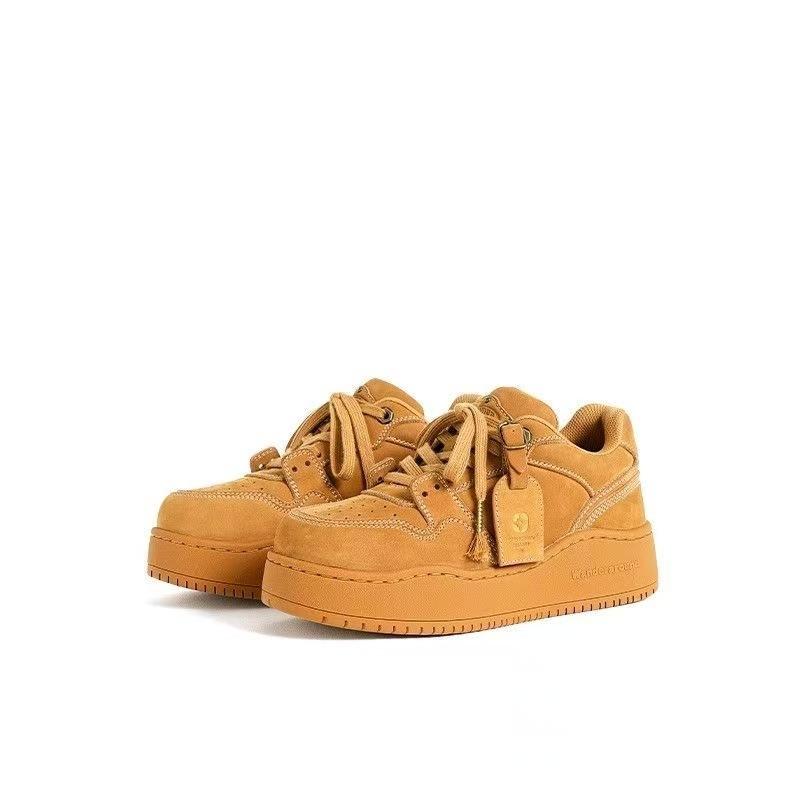 Retro Gray Board Shoes Women's Autumn New Thick-soled Versatile Casual Sports Bread Shoes Women