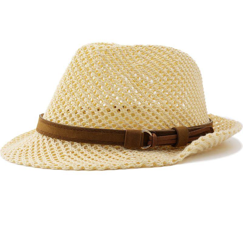 Hat Men's Summer Shade Jazz Top Hat Korean Version Hand-knitted Casual Couple Hollow Belt British Straw Hat