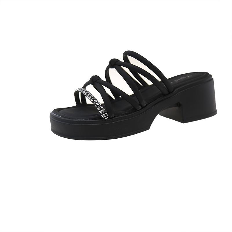 Fairy cool slippers female summer wear new 2025 heightening beach shoes skirt high heels sandals platform wind match