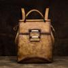 Johnature Retro Genuine Leather Bag Solid Color Backpack Handmade Cowhide Large Capacity Women Backpacks Travel Bags